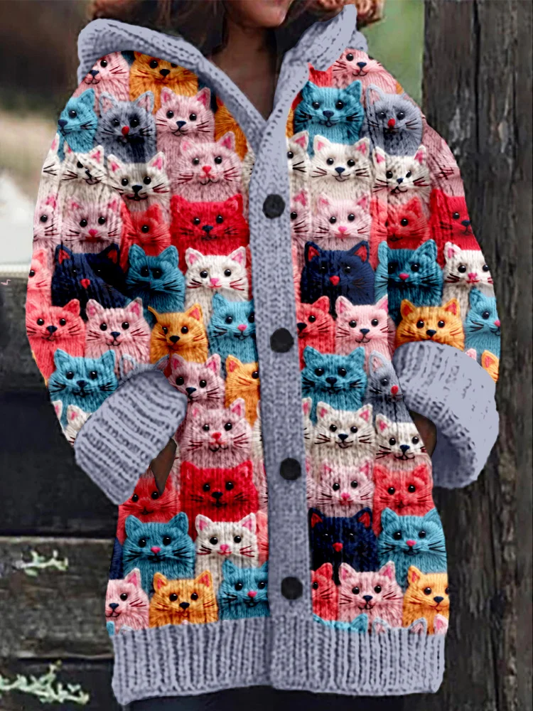 Carola – Knit Cardigan with an Adorable Cat Motif