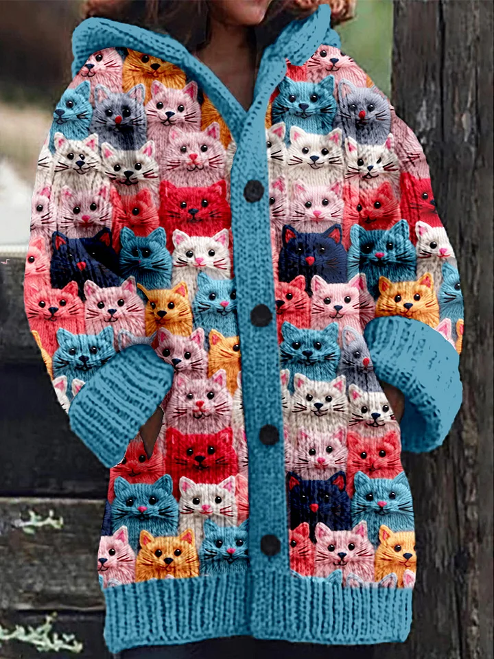 Carola – Knit Cardigan with an Adorable Cat Motif