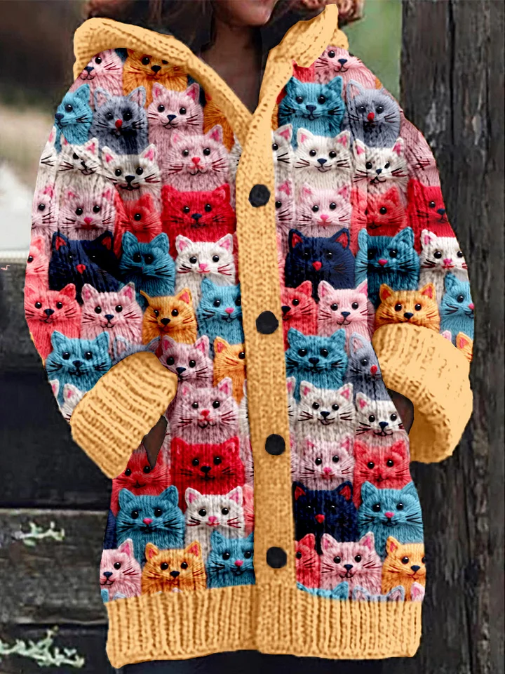 Carola – Knit Cardigan with an Adorable Cat Motif