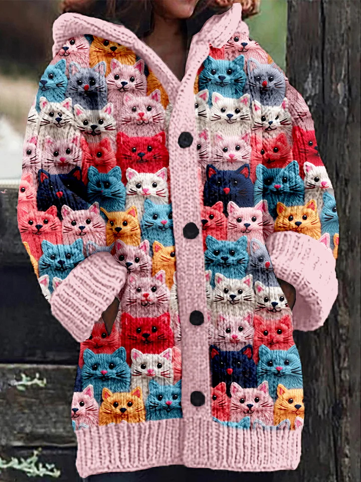 Carola – Knit Cardigan with an Adorable Cat Motif