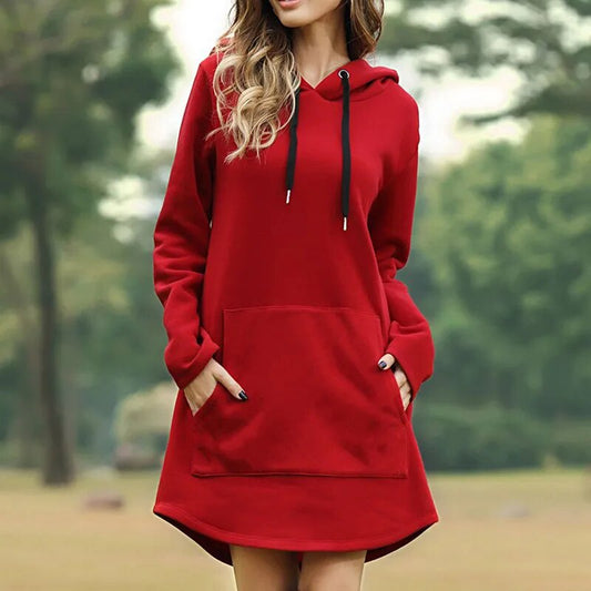 Juris - Long Comfortable Hoodie Sweatshirt Dress